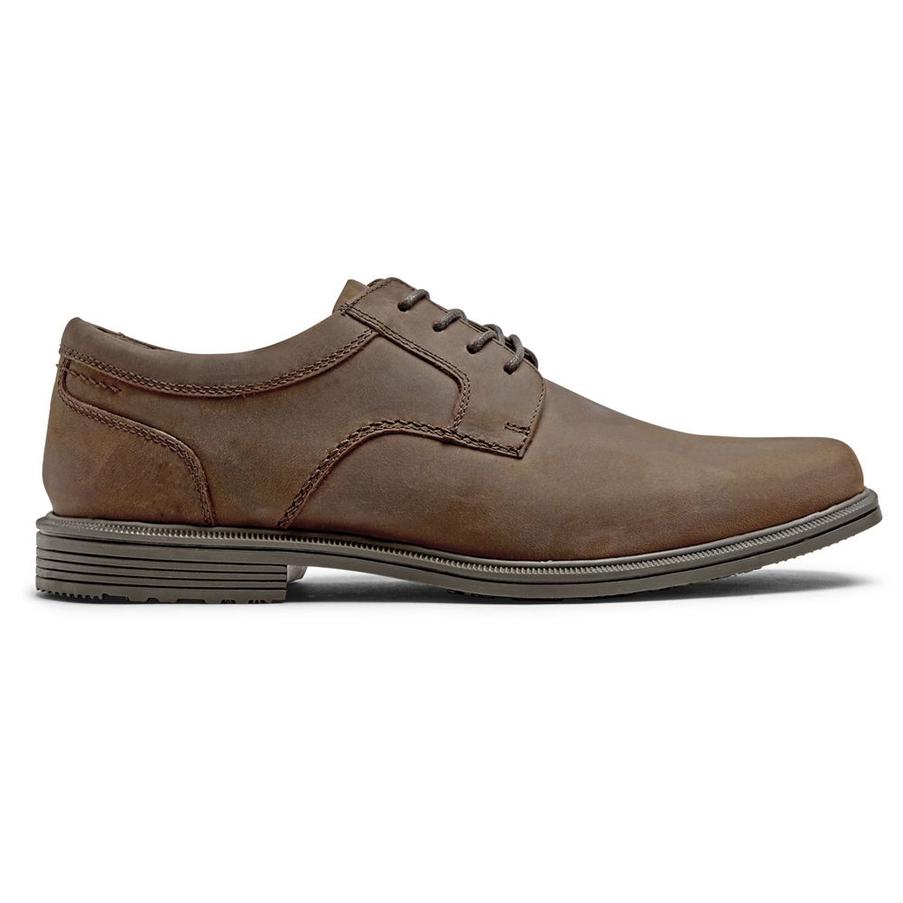 Sapatos Oxford Rockport Taylor Plain Toe Waterproof Homem - Marrom ( 302-KHNSBC )